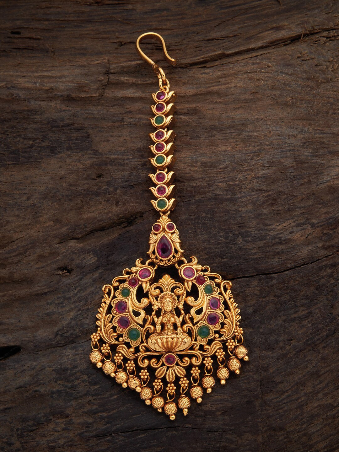

Kushal's Fashion Jewellery Women Red & Green Embellished Maang Tikka