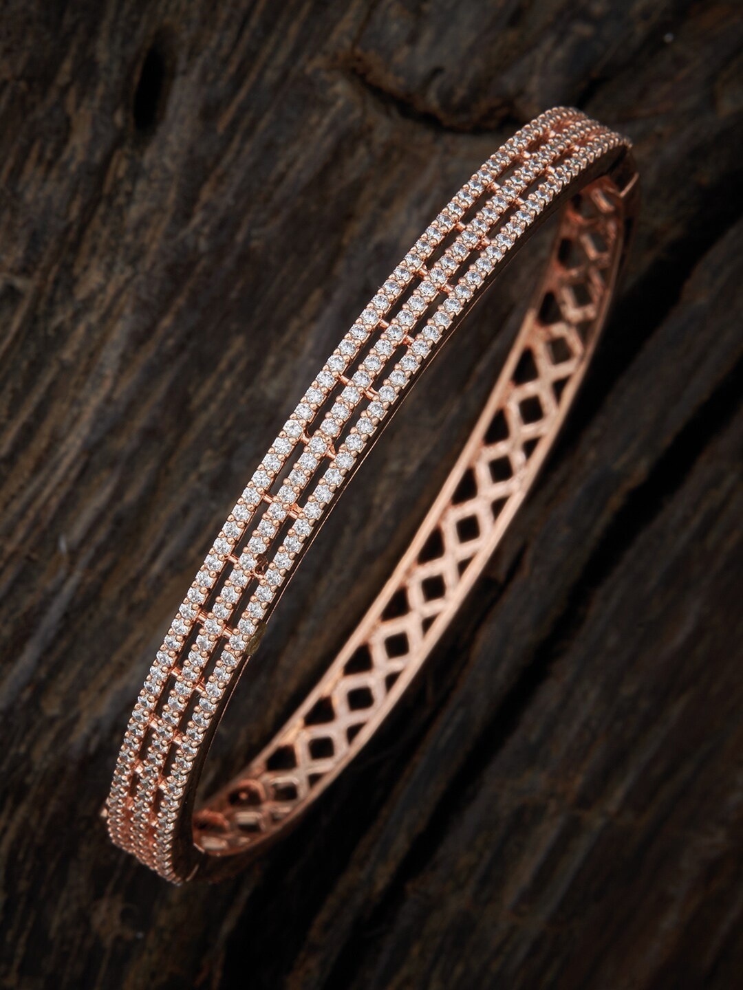 

Kushal's Fashion Jewellery Women White Cubic Zirconia Gold-Plated Kada Bracelet
