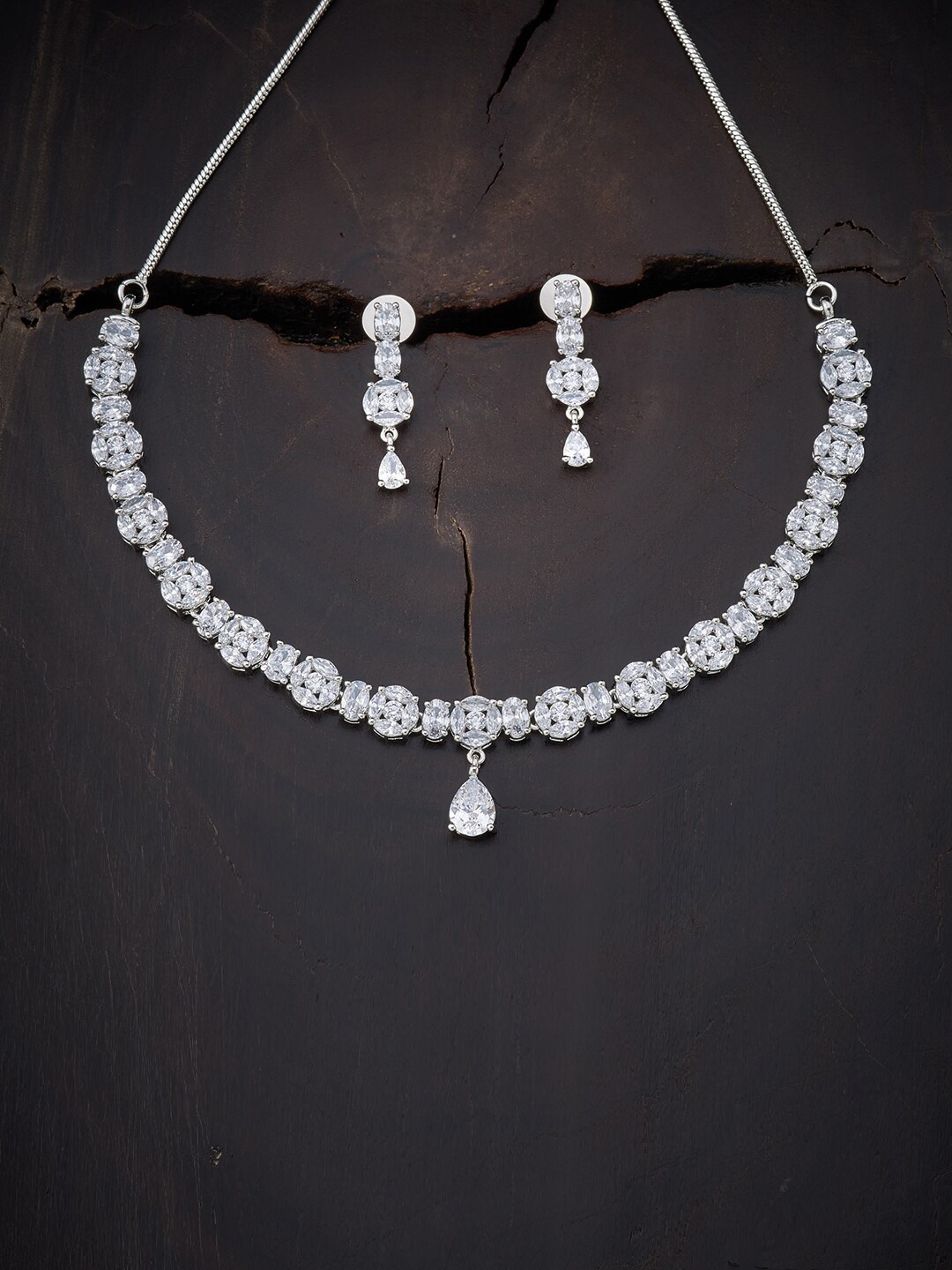 

Kushal's Fashion Jewellery White Rhodium-Plated Necklace