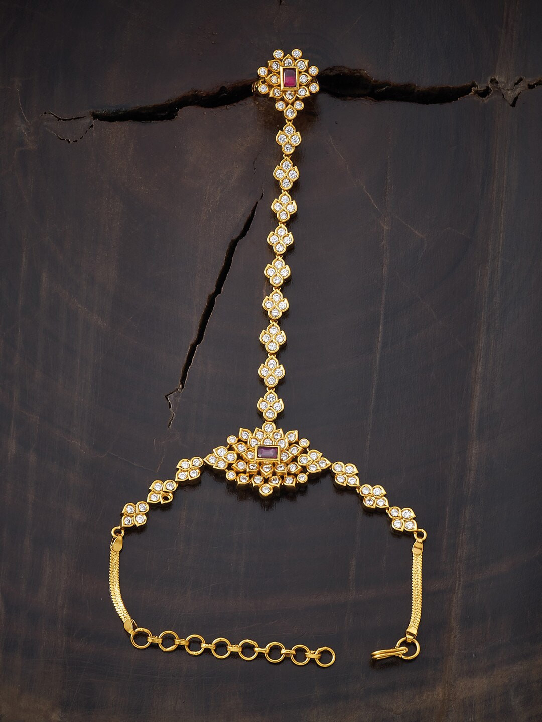 

Kushal's Fashion Jewellery Women Red Antique Gold-Plated Wraparound Bracelet