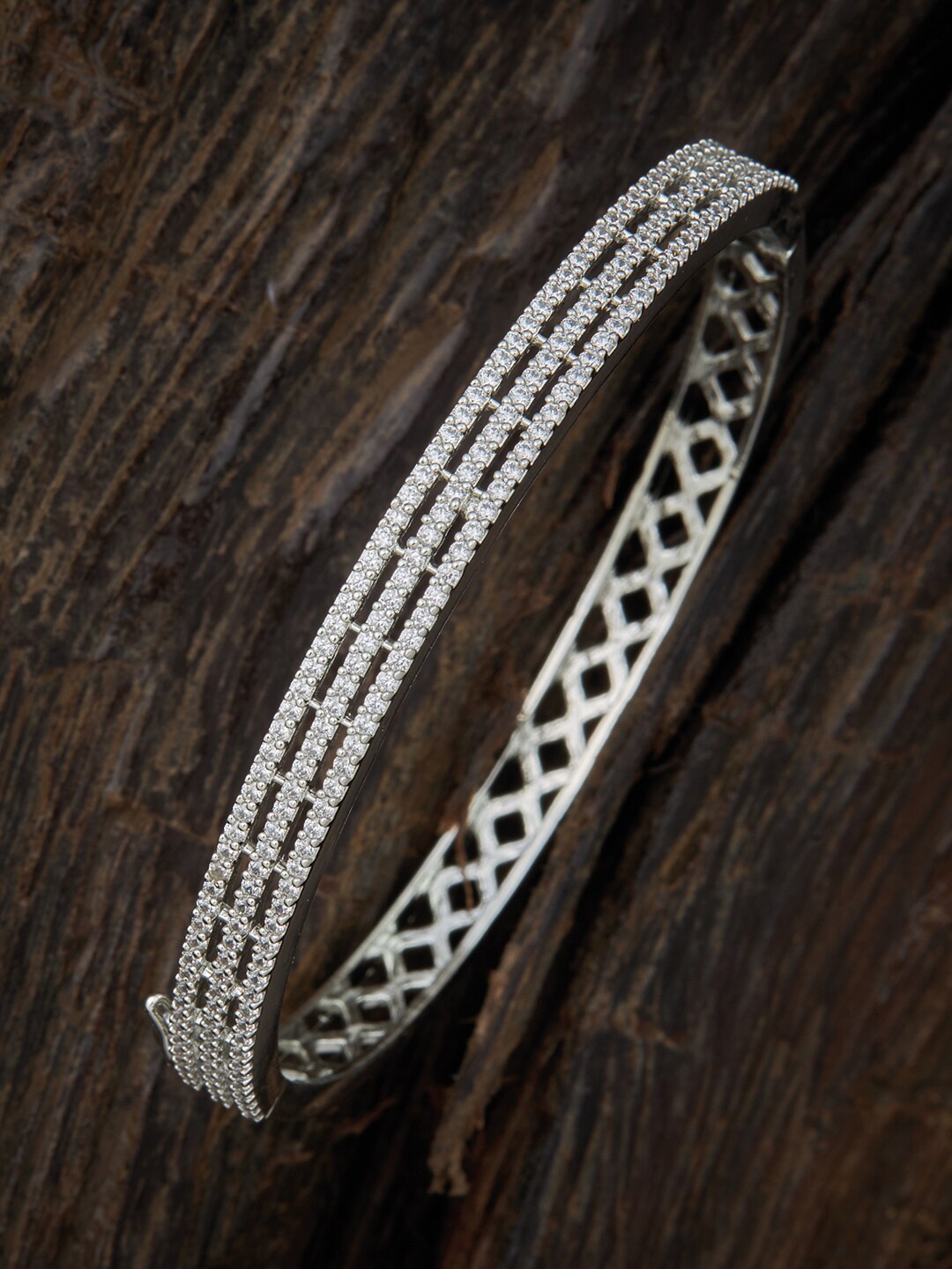 

Kushal's Fashion Jewellery Women White Cubic Zirconia Gold-Plated Kada Bracelet