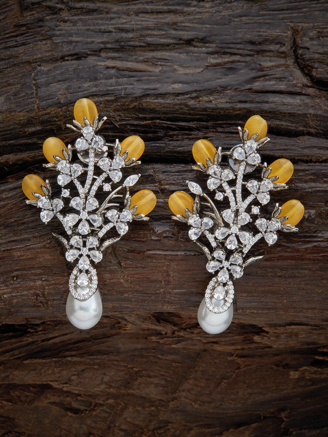

Kushal's Fashion Jewellery Yellow Floral Drop Earrings