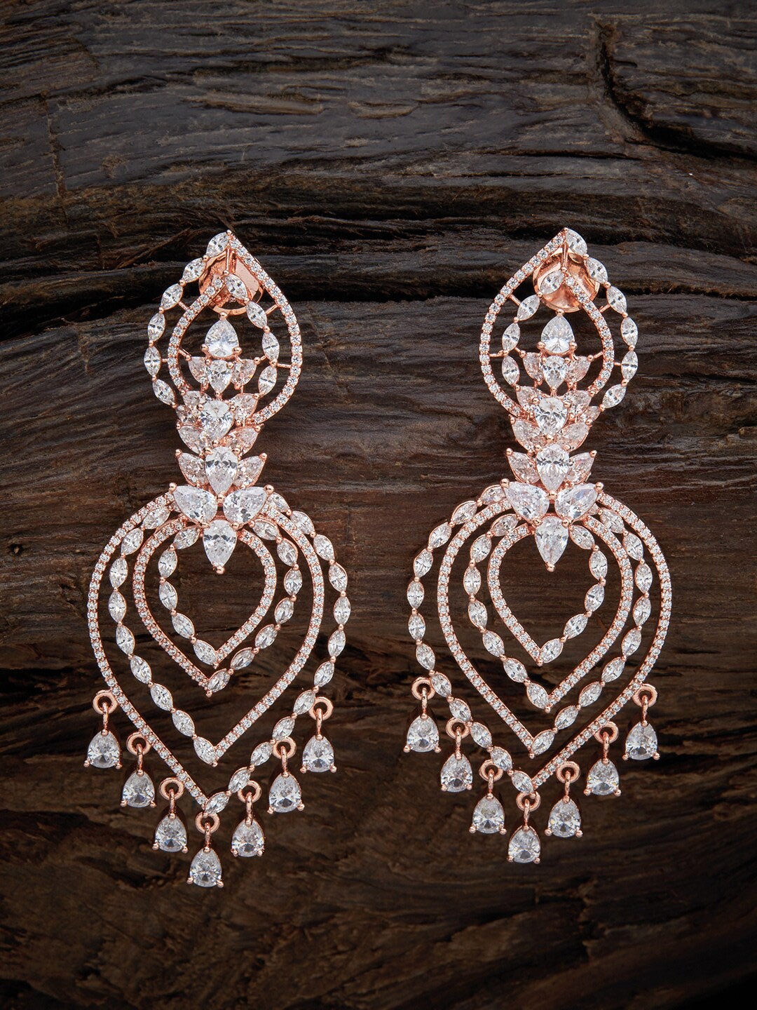 

Kushal's Fashion Jewellery White Leaf Shaped Drop Earrings
