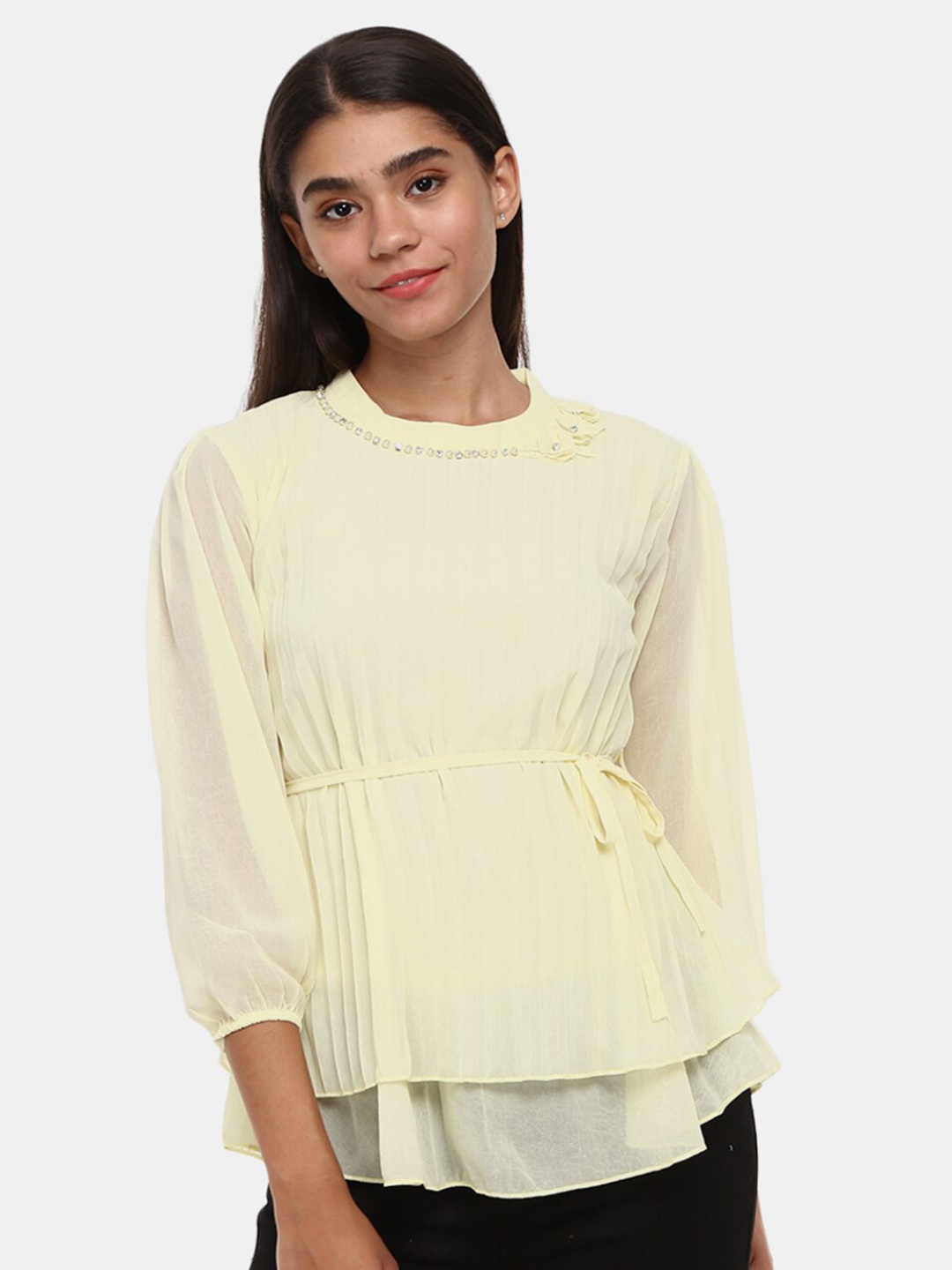 

V-Mart Yellow Peplum Top