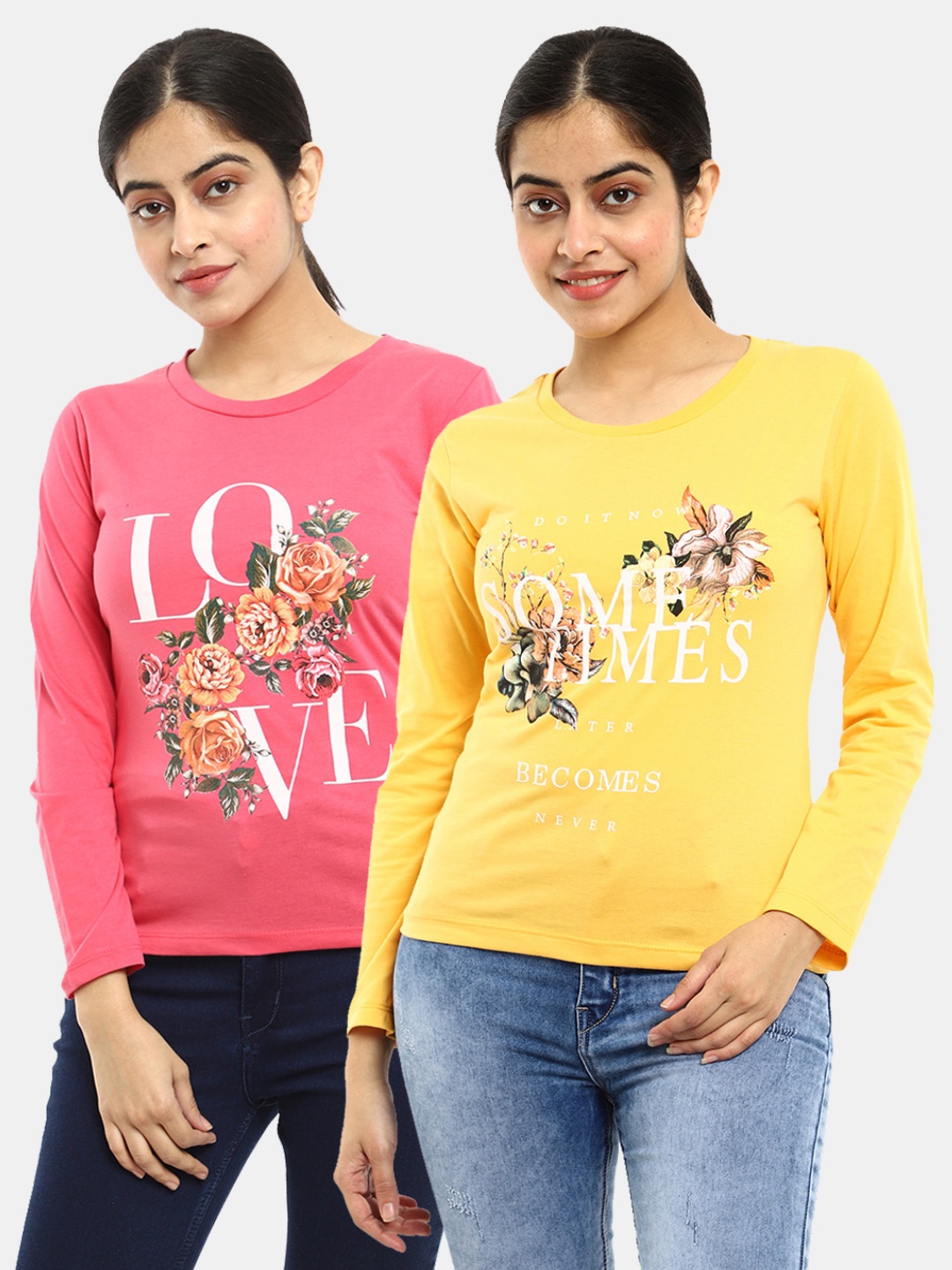 

V-Mart Yellow Print Top