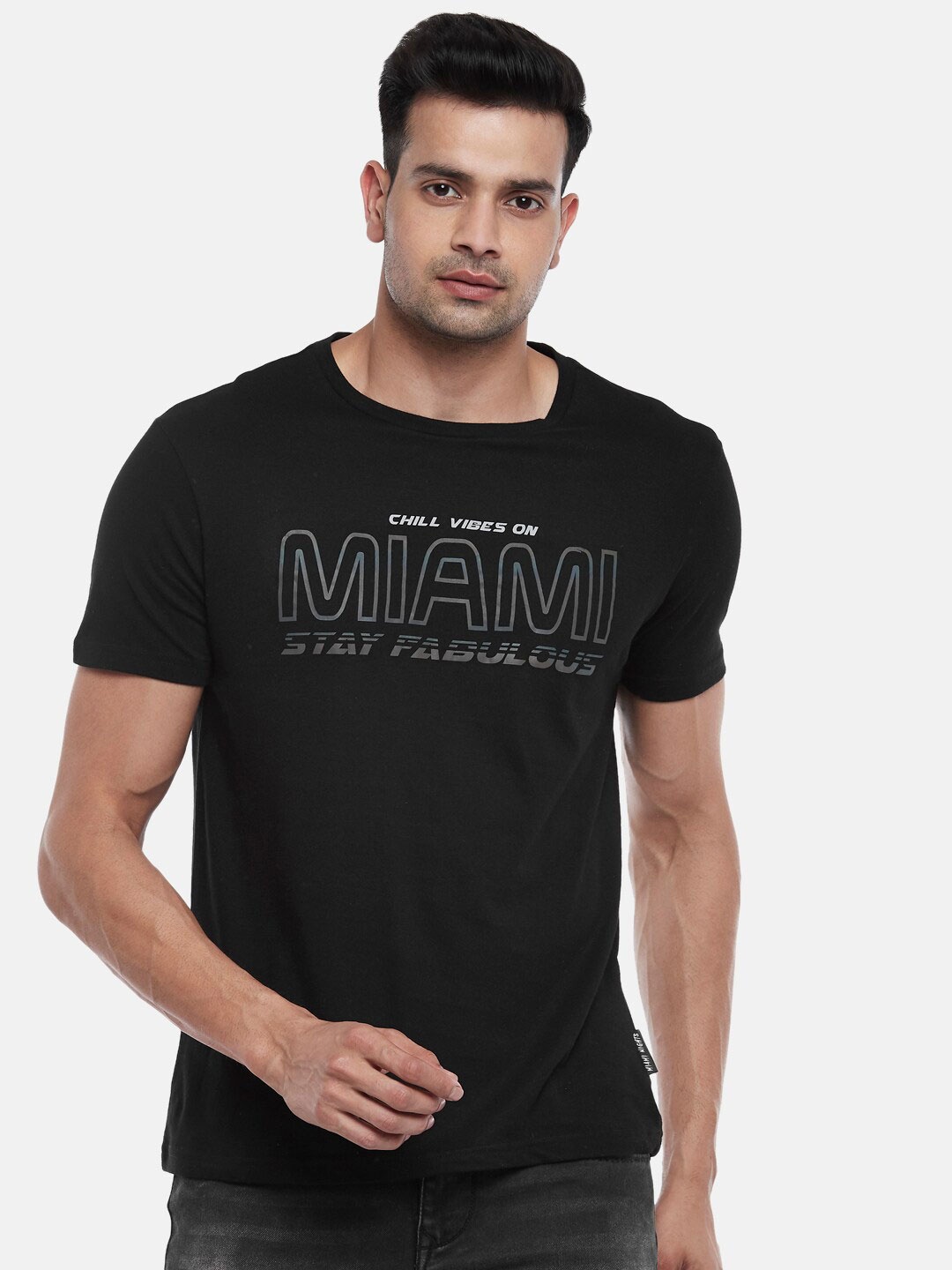 

People Men Black Typography Printed T-shirt