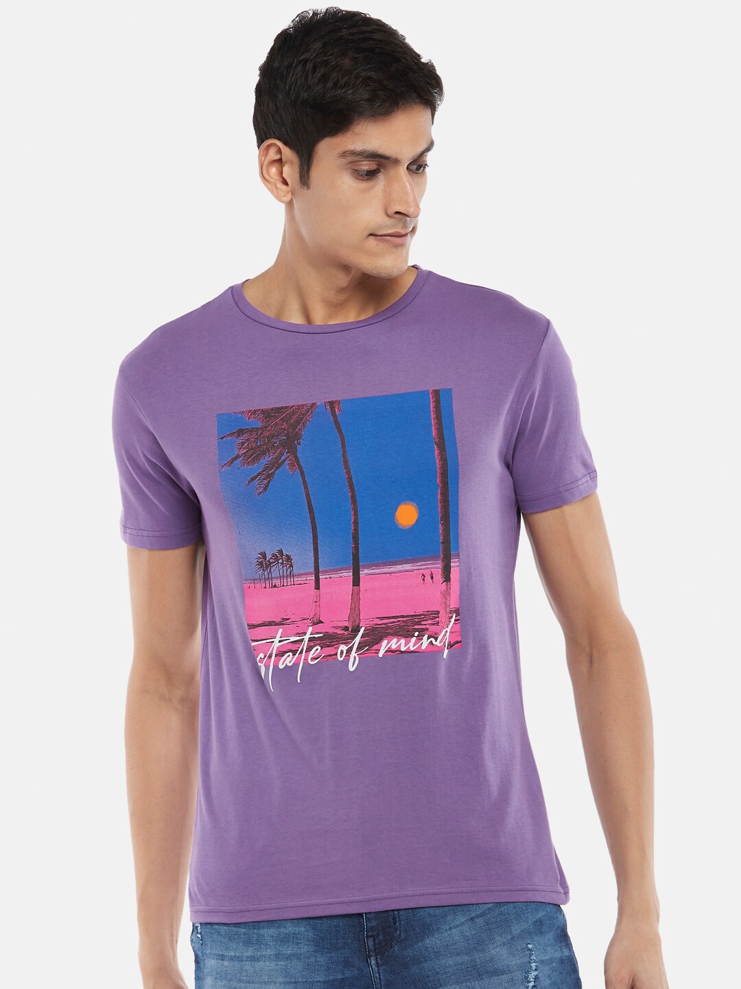 

People Men Purple Typography Printed Tropical T-shirt