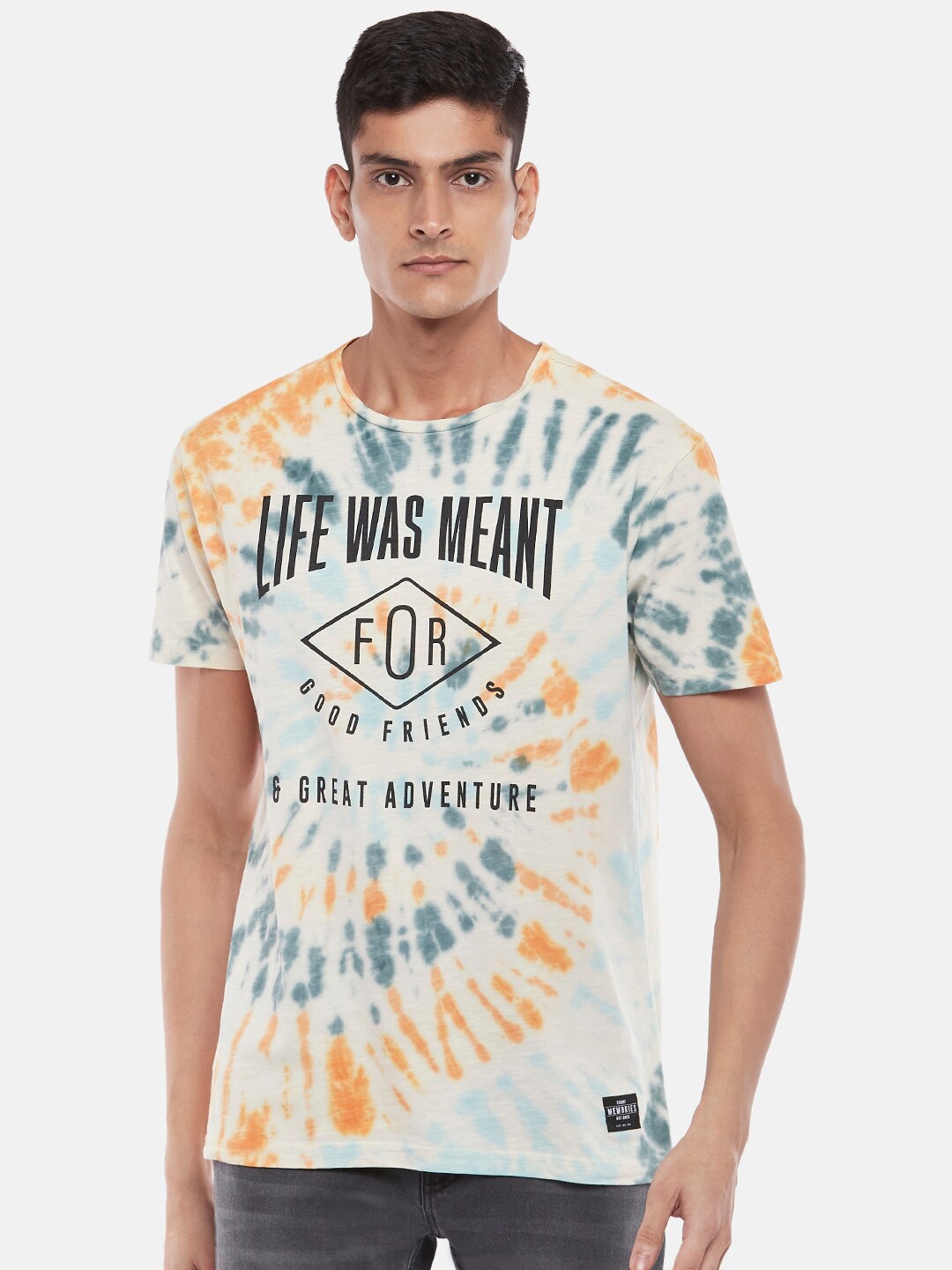 

People Men Grey Printed T-shirt