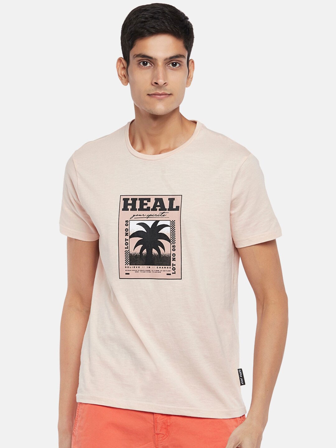 

People Men Pink Typography Printed T-shirt