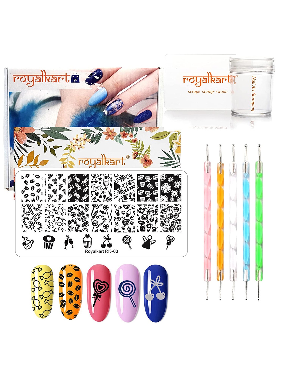 

royalkart Set Of 7 Nail Art Stamping Kit, Na