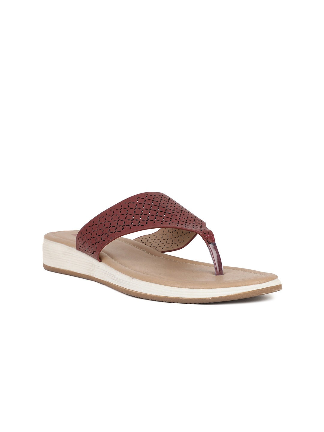 

Bata Women Red Open Toe Flats with Laser Cuts