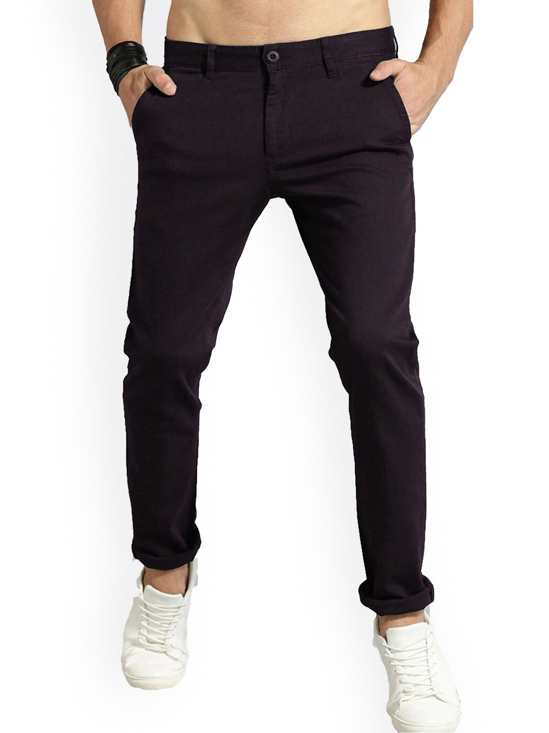 

AD & AV Men Coffee Brown Classic Easy Wash Chinos Trousers