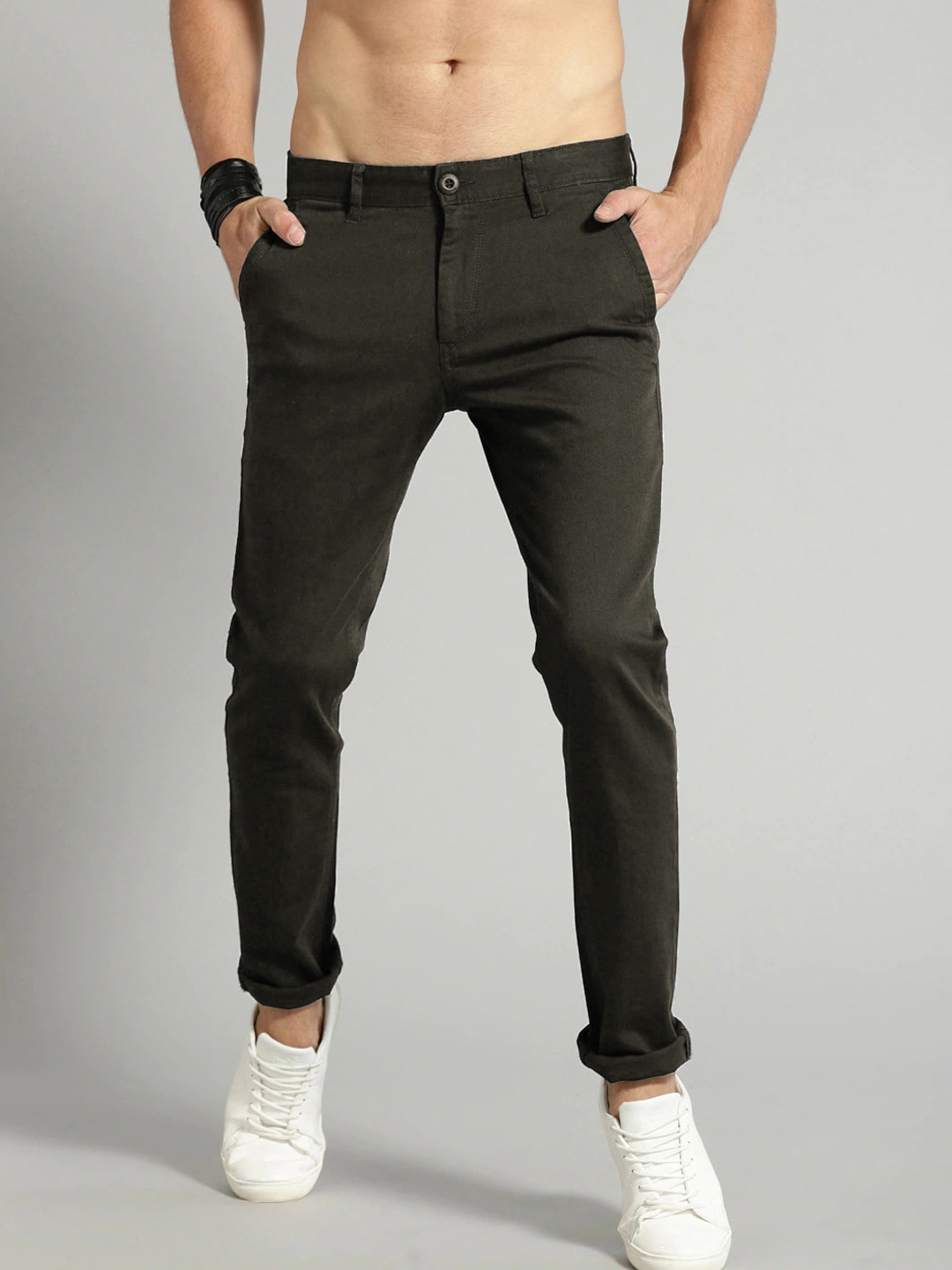 

AD & AV Men Green Classic Easy Wash Trousers