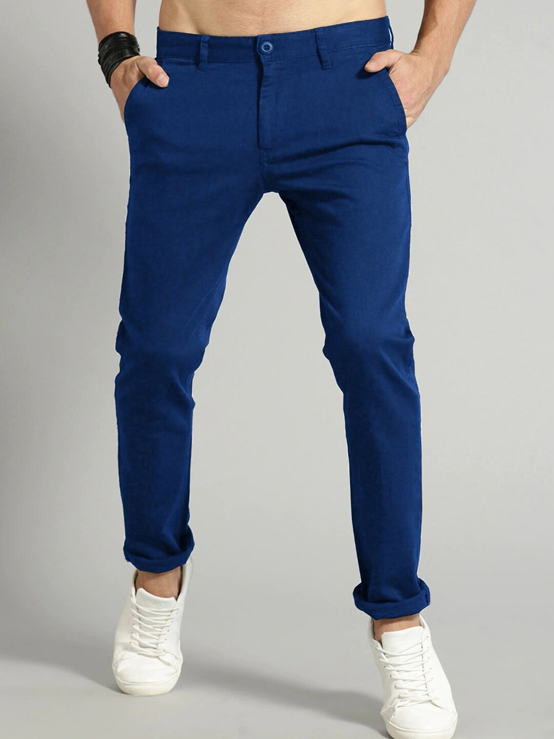 

AD & AV Men Blue Classic Easy Wash Chinos Trousers