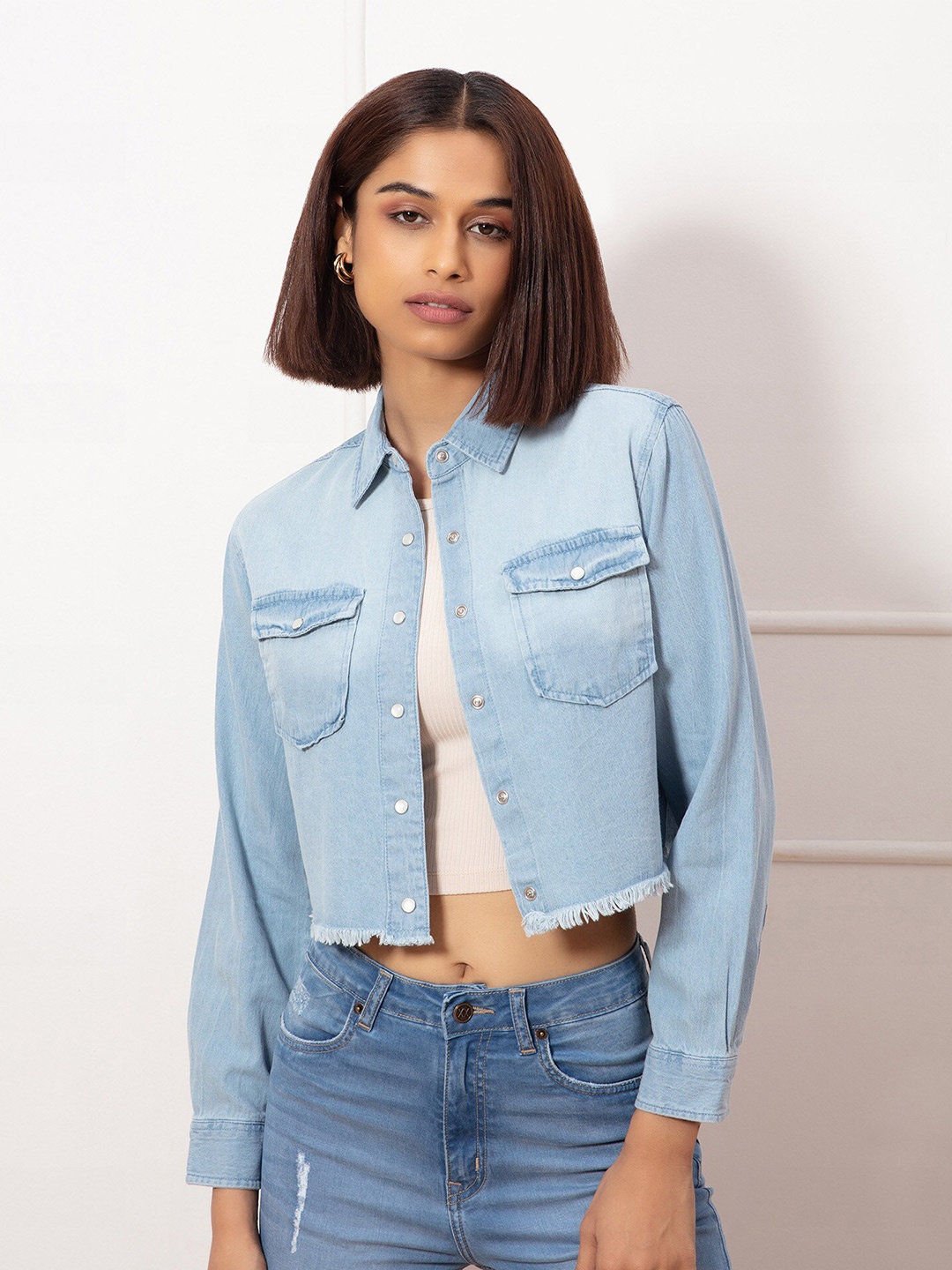 

20Dresses Women Blue Comfort Denim Cotton Casual Shirt
