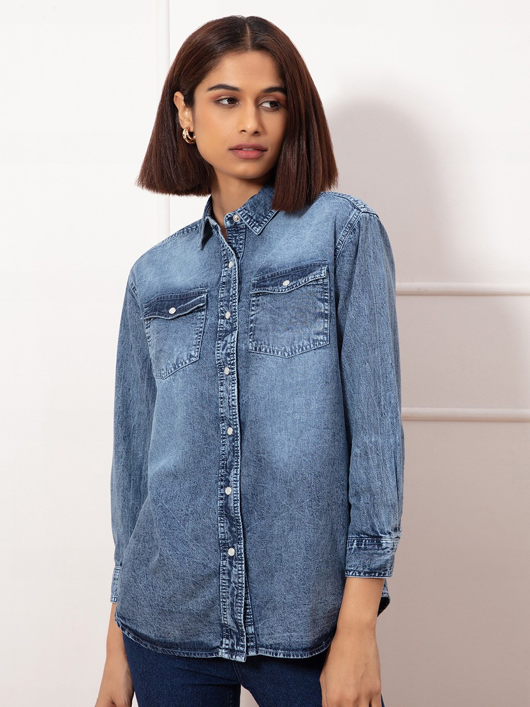

20Dresses Women Blue Comfort Faded Casual Shirt