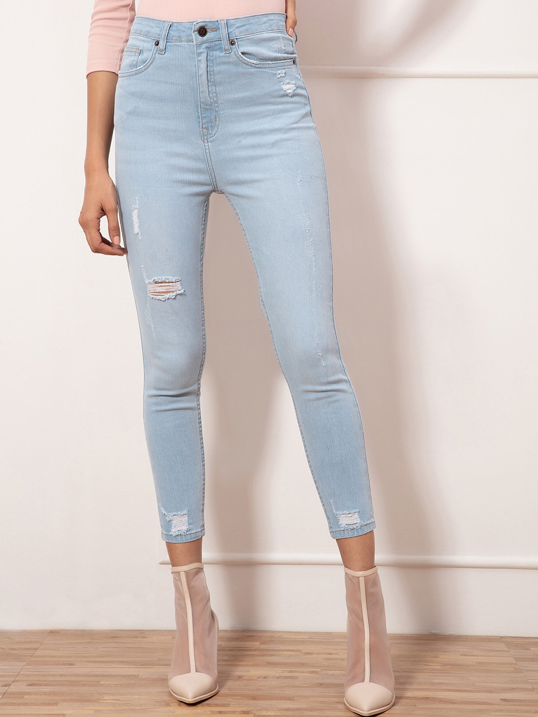 

20Dresses Women Blue Mildly Distressed Light Fade Jeans