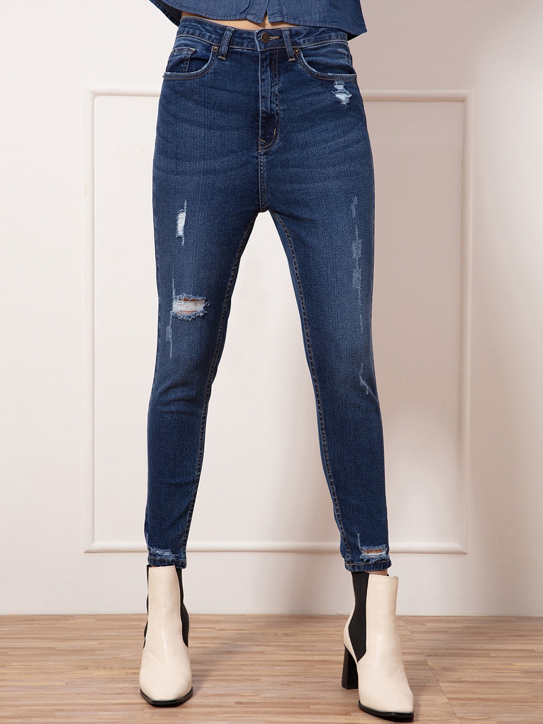 20Dresses Women Blue Mildly Distressed Light Fade Jeans