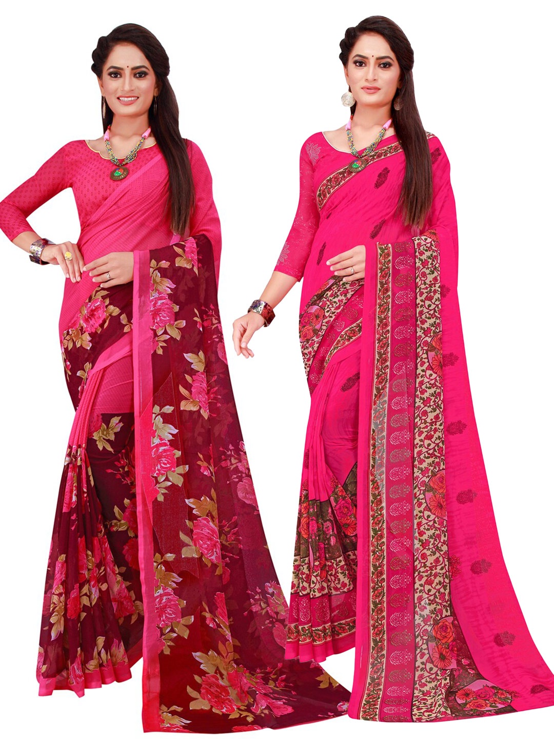 

Florence Magenta Pure Georgette Saree