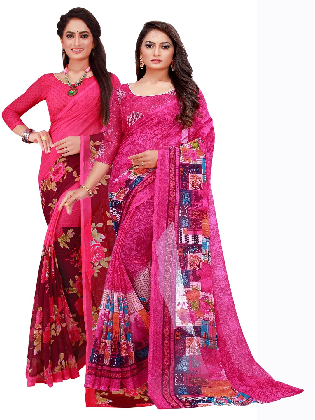 

Florence Magenta & Blue Pack of 2 Pure Georgette Saree