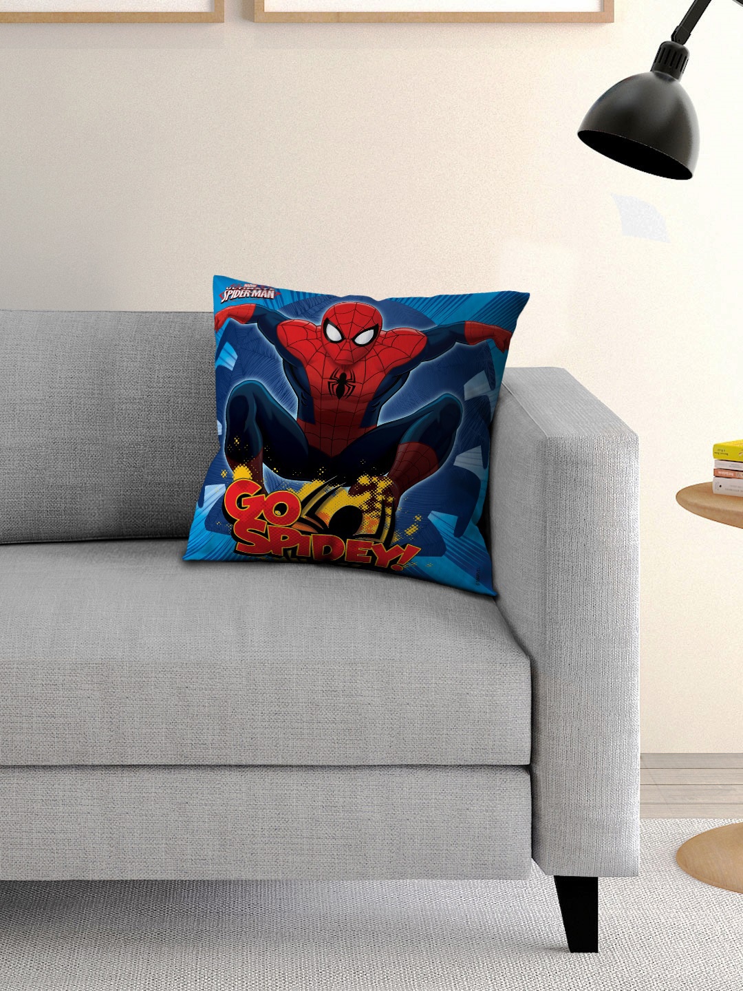 

Athom Trendz Marvel Spider Man Blue Single Fibre 16'' x 16'' Square Cushion with Cushion
