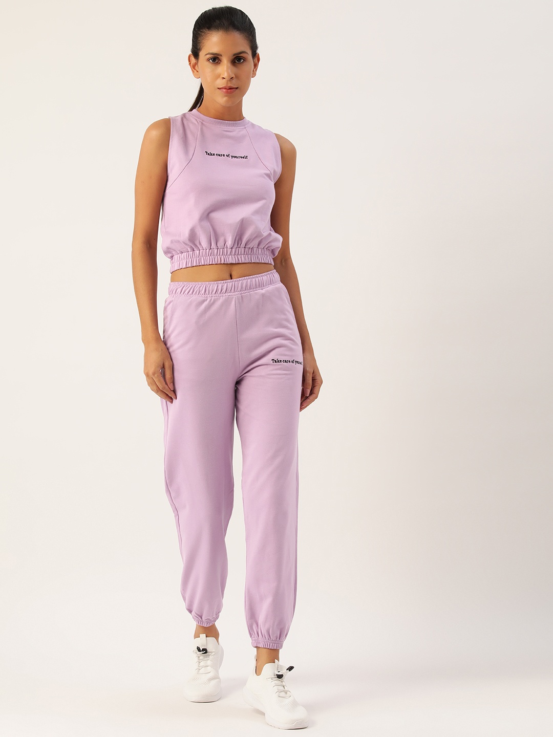 

FEMEA Women Lavender Print Detailed Co-Ords