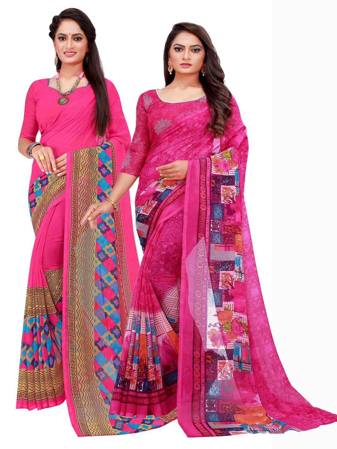 

Florence Magenta & Blue Set Of 2 Pure Georgette Saree