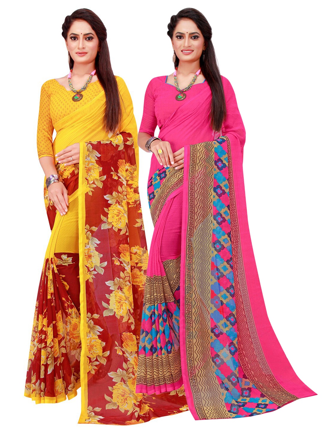 

Florence Magenta & Maroon Printed Pure Georgette Saree