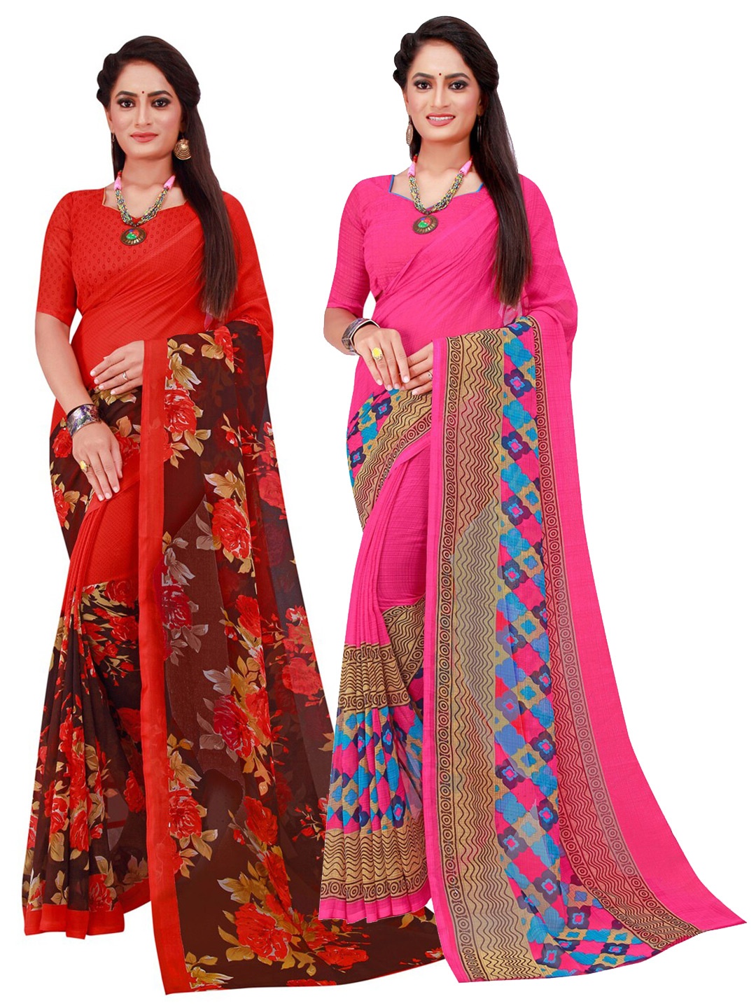 

Florence Magenta & Blue Pure Georgette Saree