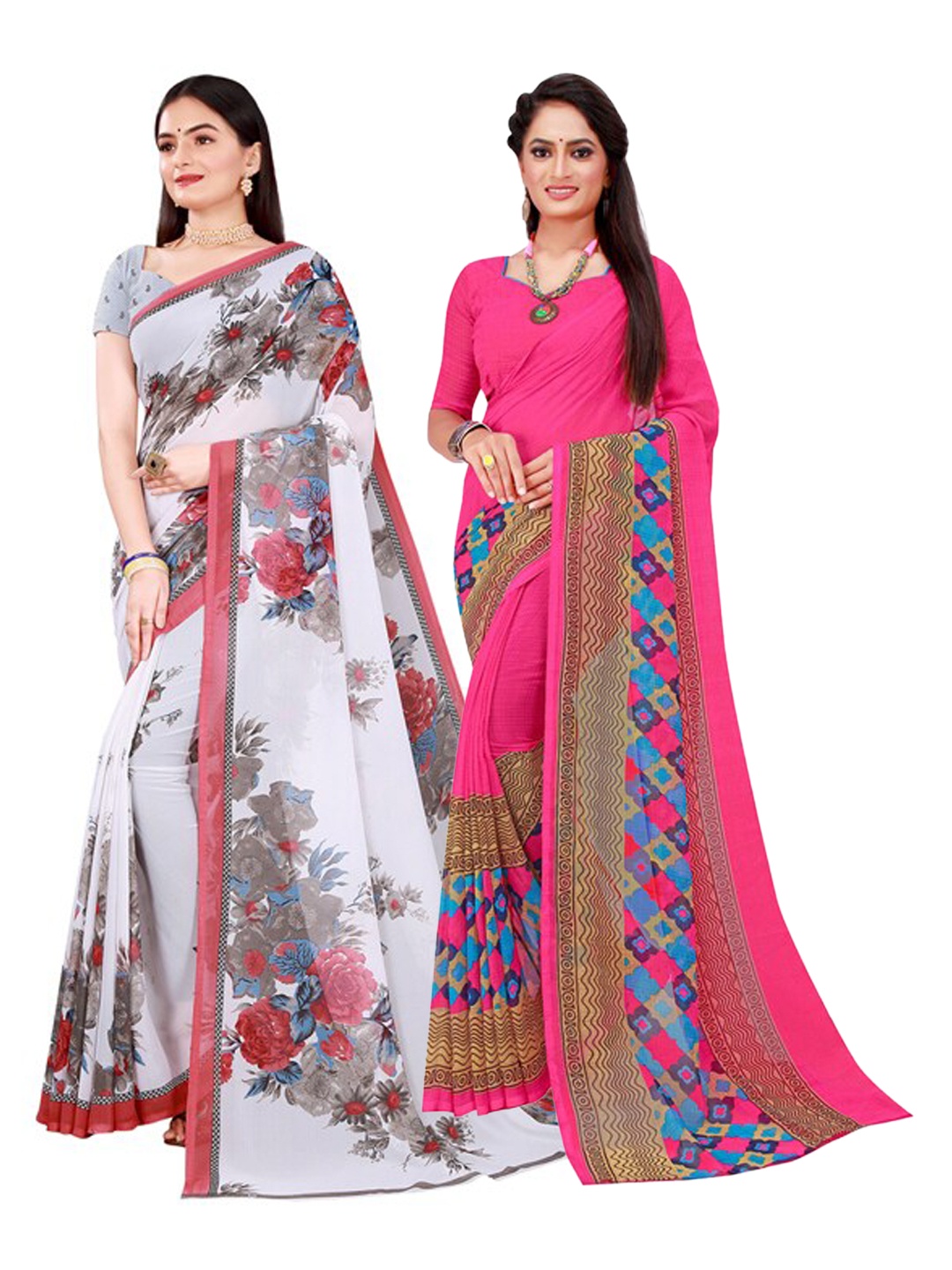 

Florence Magenta & White Pure Georgette Saree