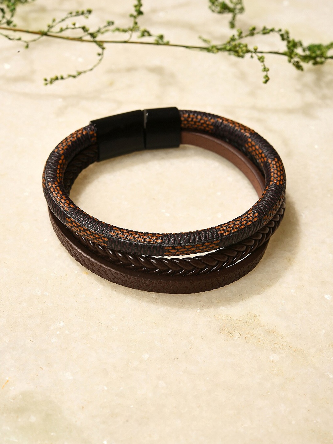 

SOHI Women Brown Leather Multistrand Bracelet