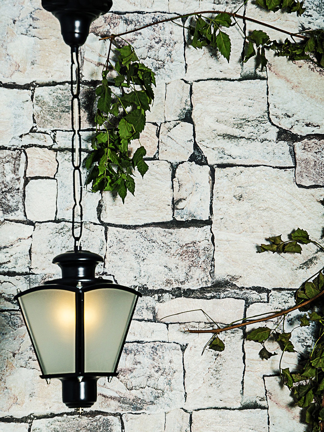 

Fos Lighitng Black Outdoor Pendant Hanging Lantern, White