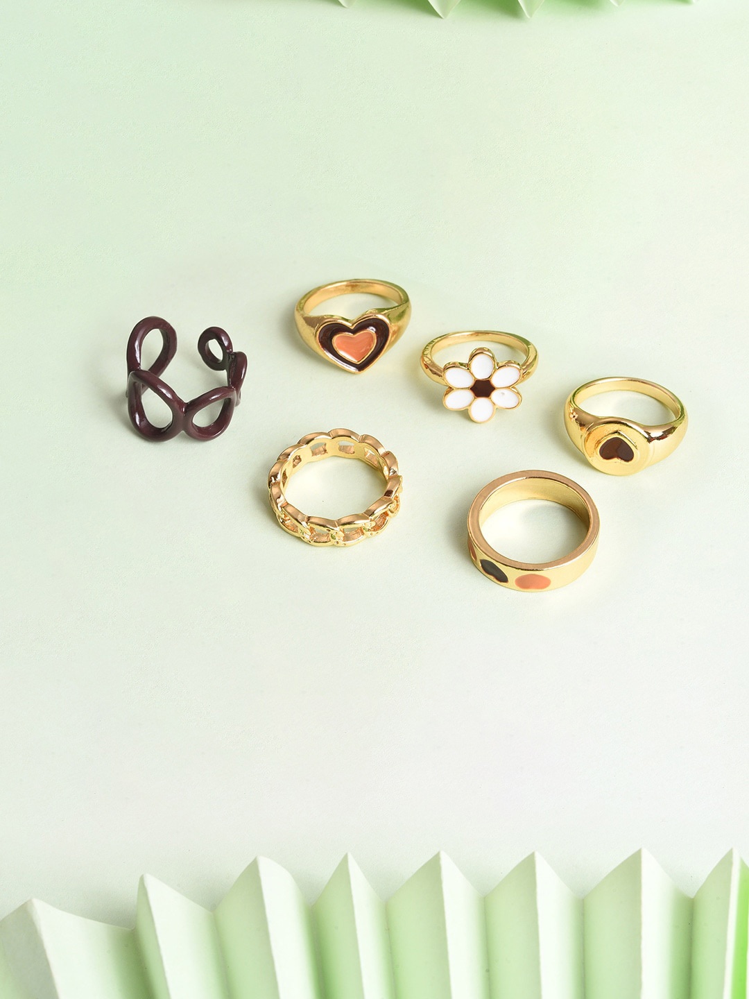 

SOHI Set Of 6 Gold-Plated Designer Ring