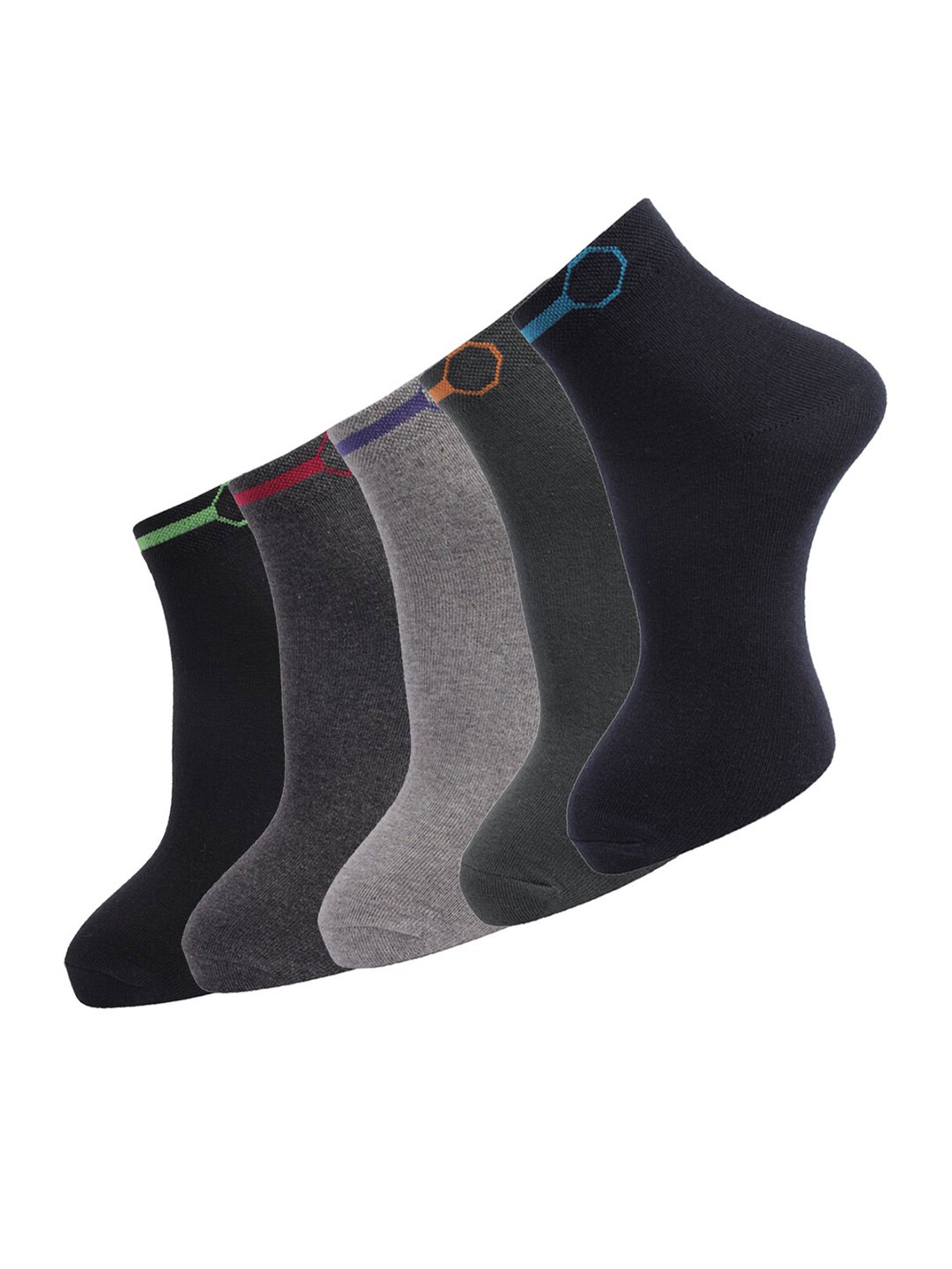 

Dollar Socks Men Pack of 5 Assorted Ankle Length Cotton Socks