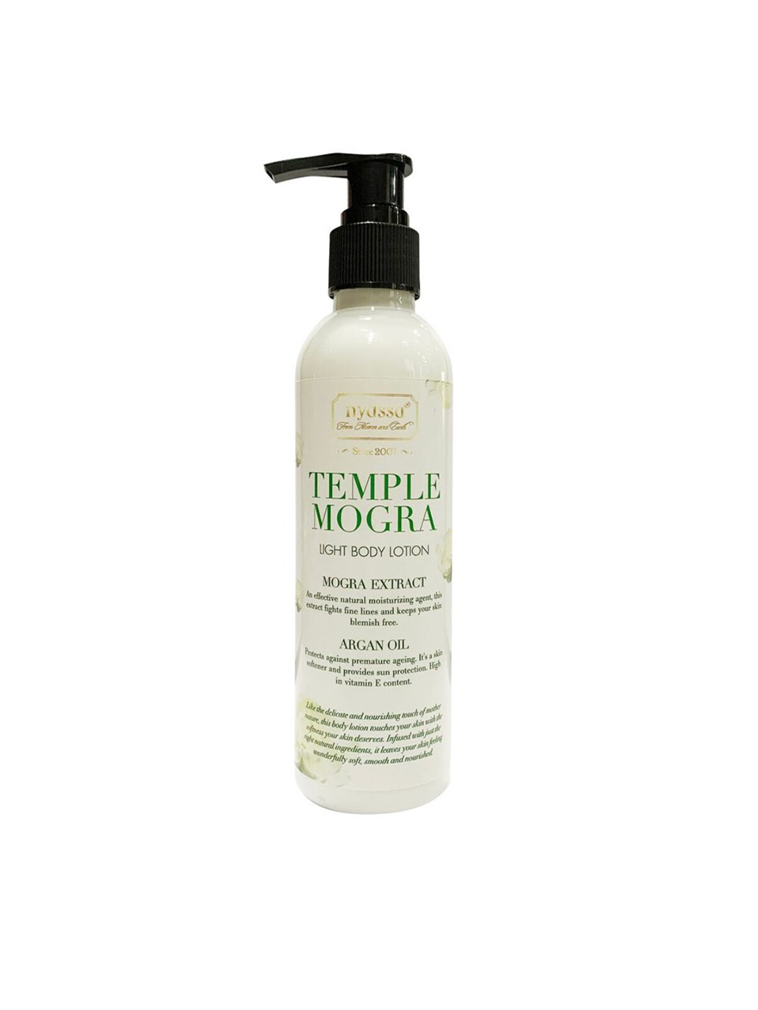 

Nyassa Temple Mogra Light Body Lotion with Argan Oil & Shea Butter - 200ml, Off white