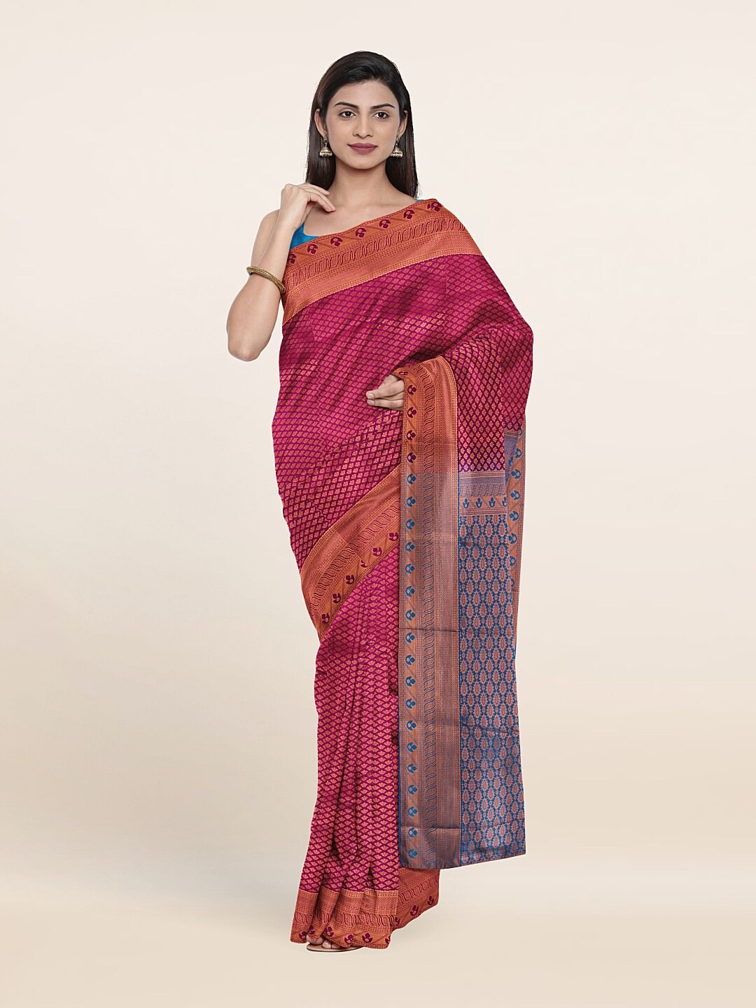 

Pothys Purple & Pink Woven Design Zari Pure Silk Saree