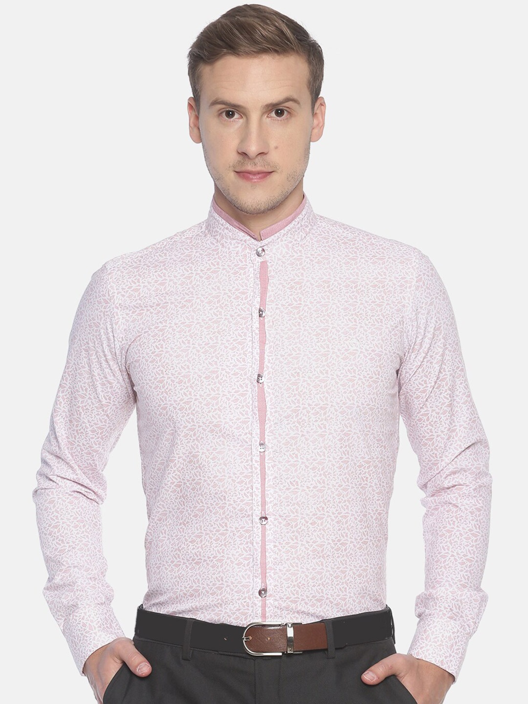 

COUPER & COLL Men Pink Premium Slim Fit Floral Printed Casual Shirt