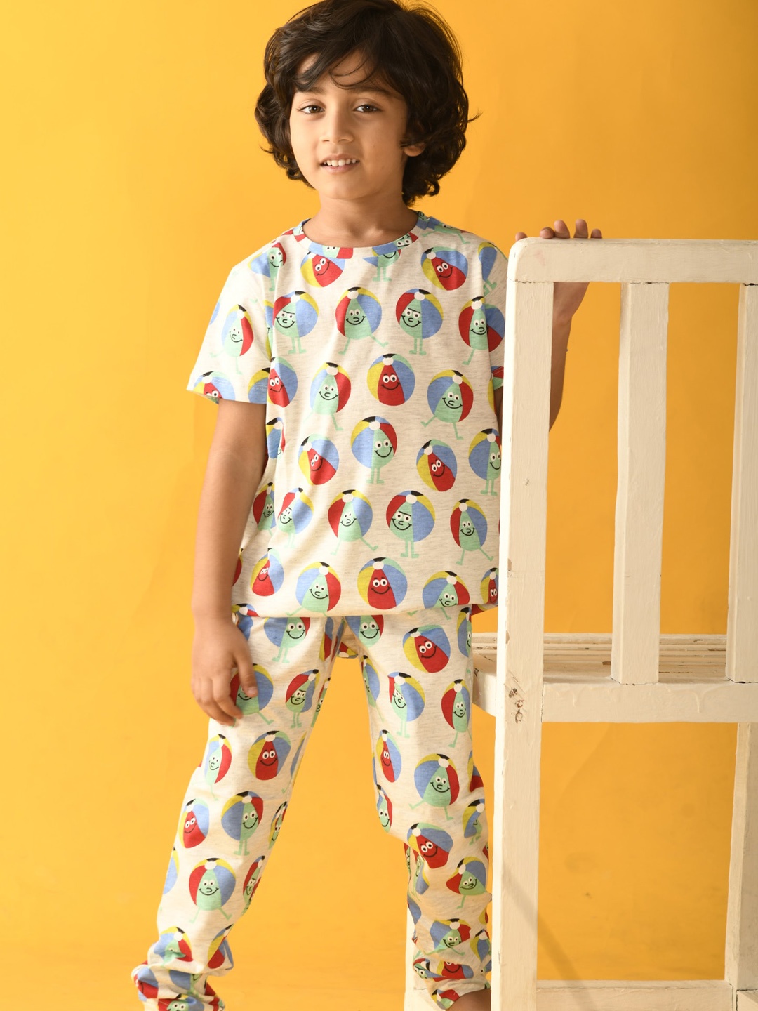 

Anthrilo Boys Grey & Red Printed Night suit