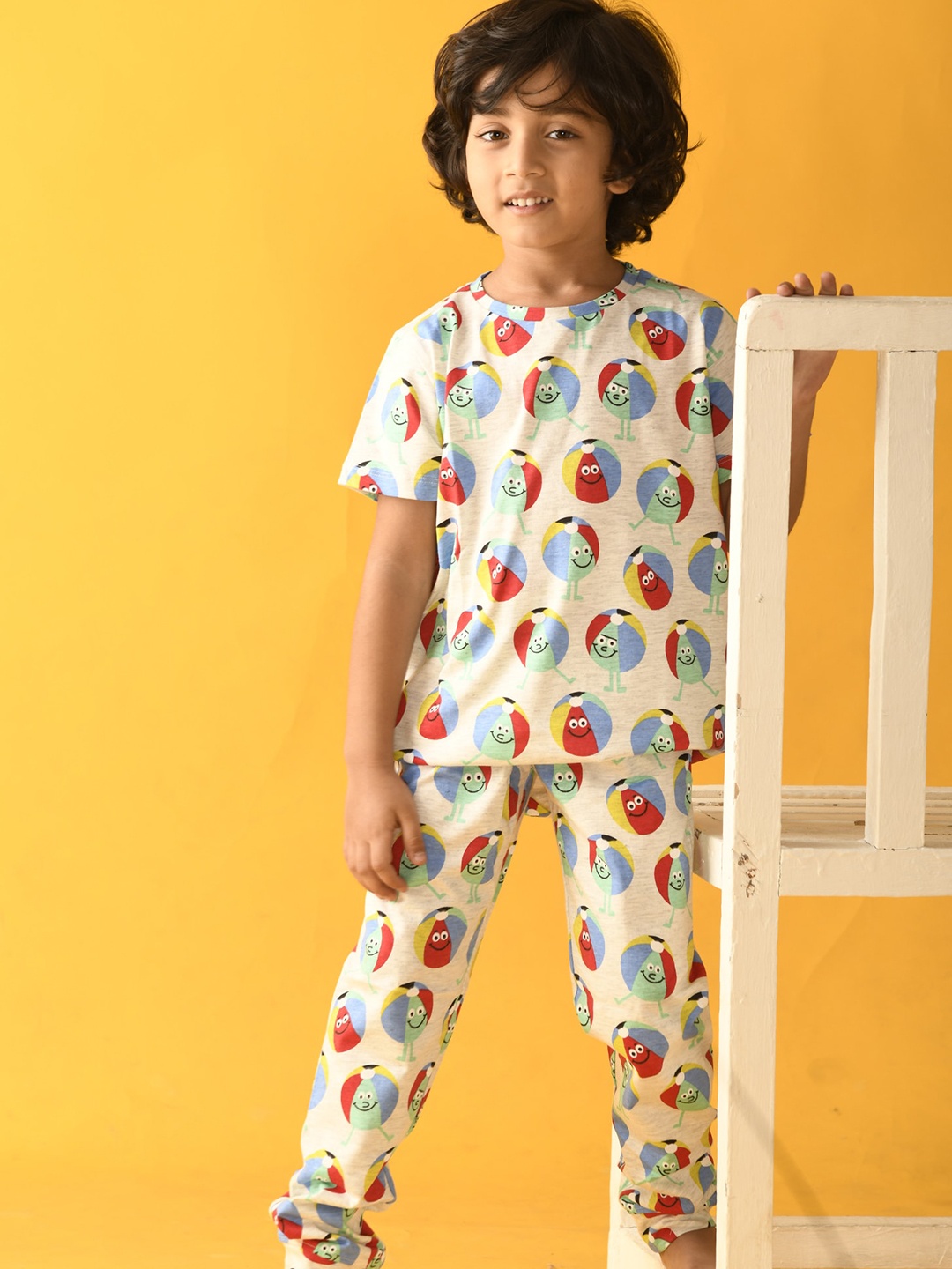 

Anthrilo Boys Grey & Red Printed Night suit