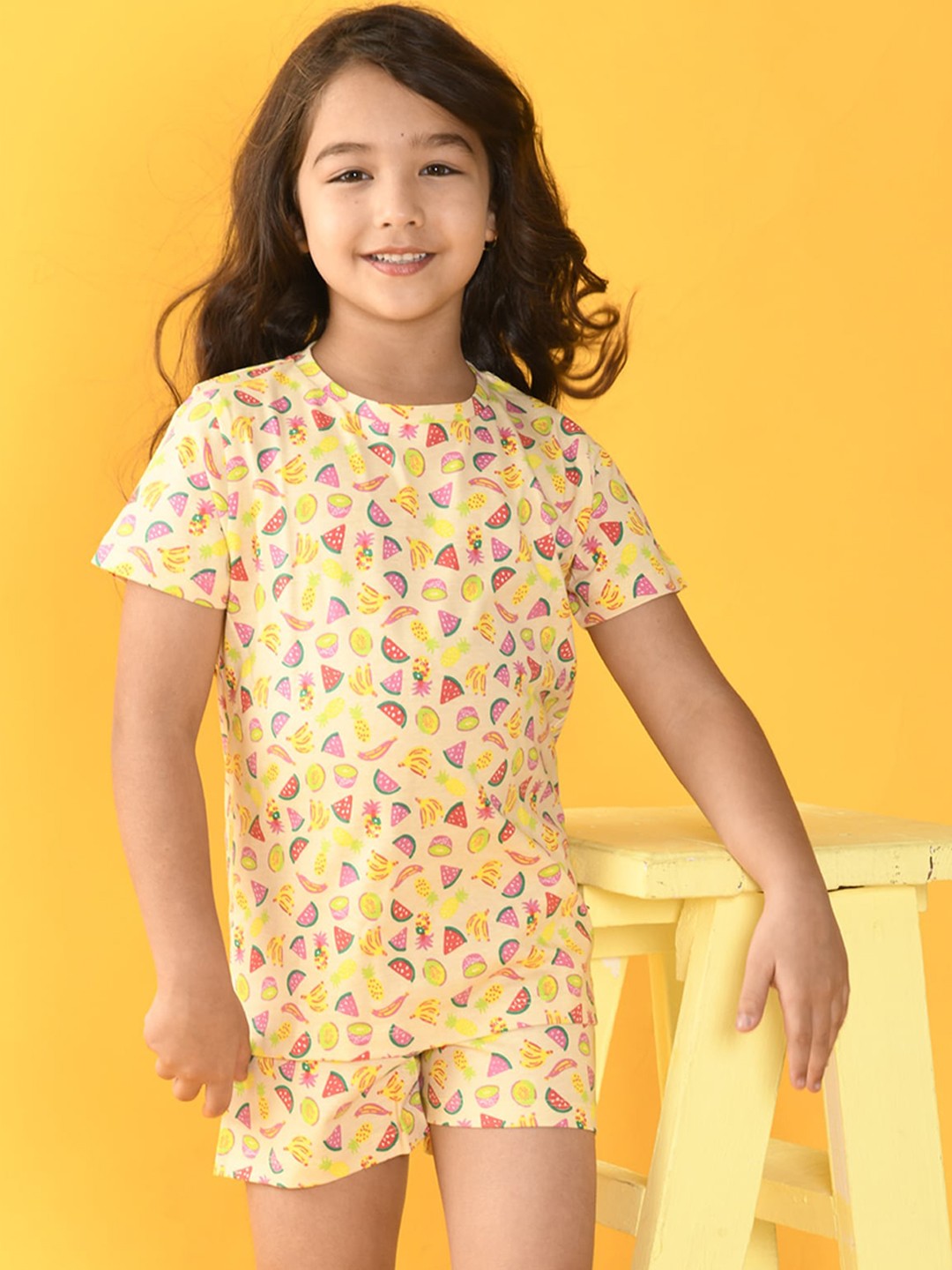 

Anthrilo Girls White Printed Night suit