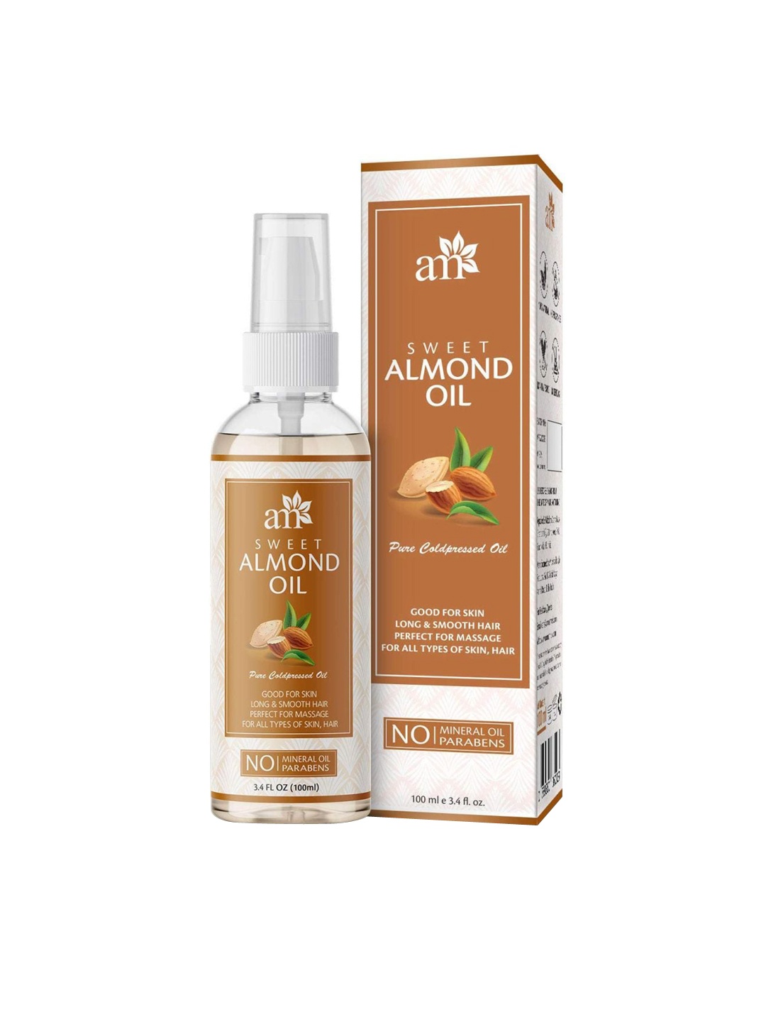 

Aromamusk Pure Cold Pressed Sweet Almond Oil for Long & Smooth Hair - 100 ml, Brown