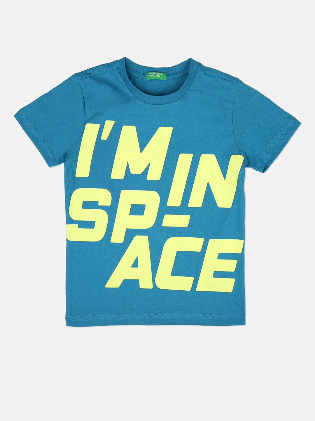 

United Colors of Benetton Boys Green & cyan cornflower blue Typography Printed T-shirt