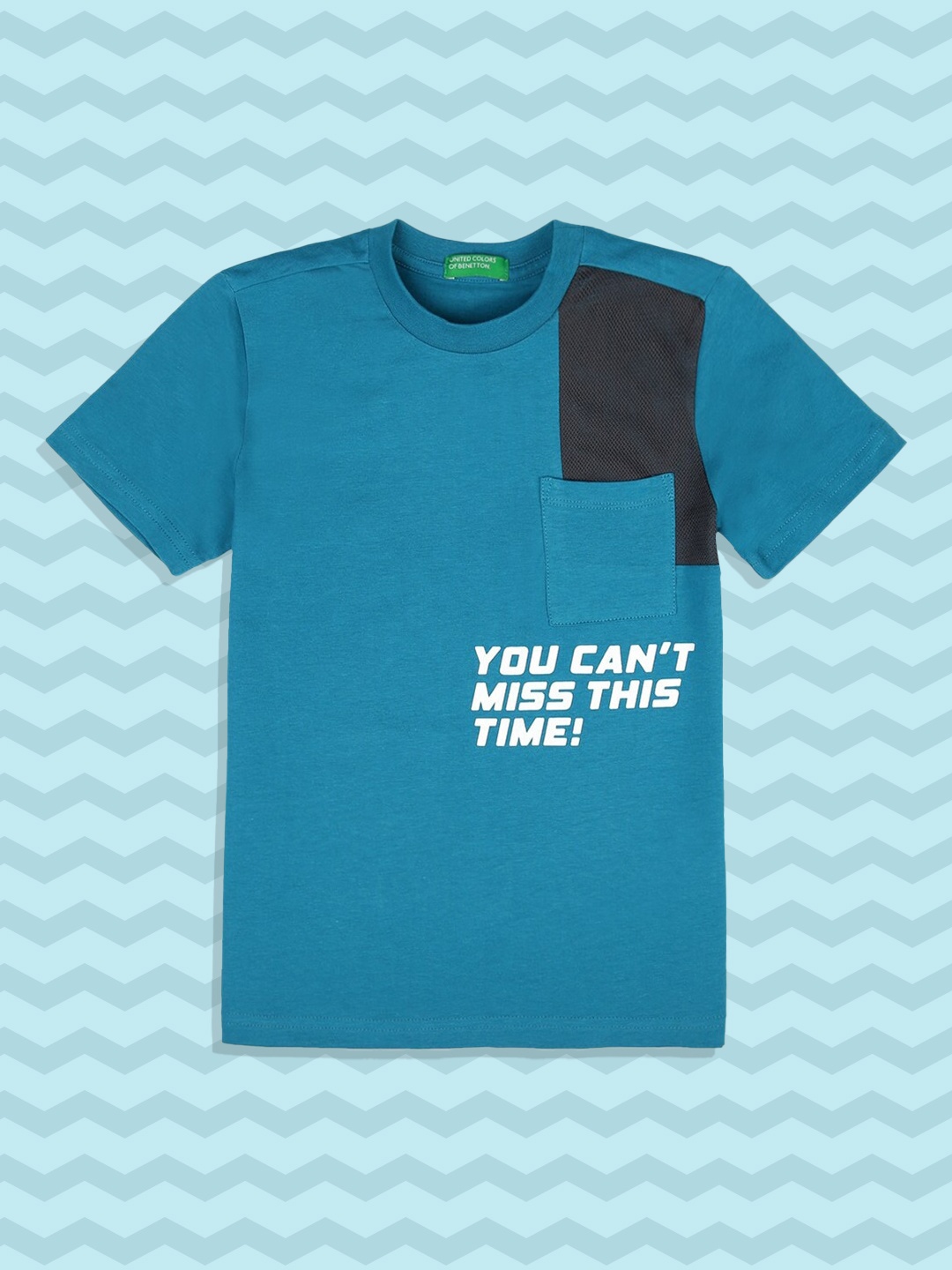 

United Colors of Benetton Boys Green & bluejay Typography Printed T-shirt