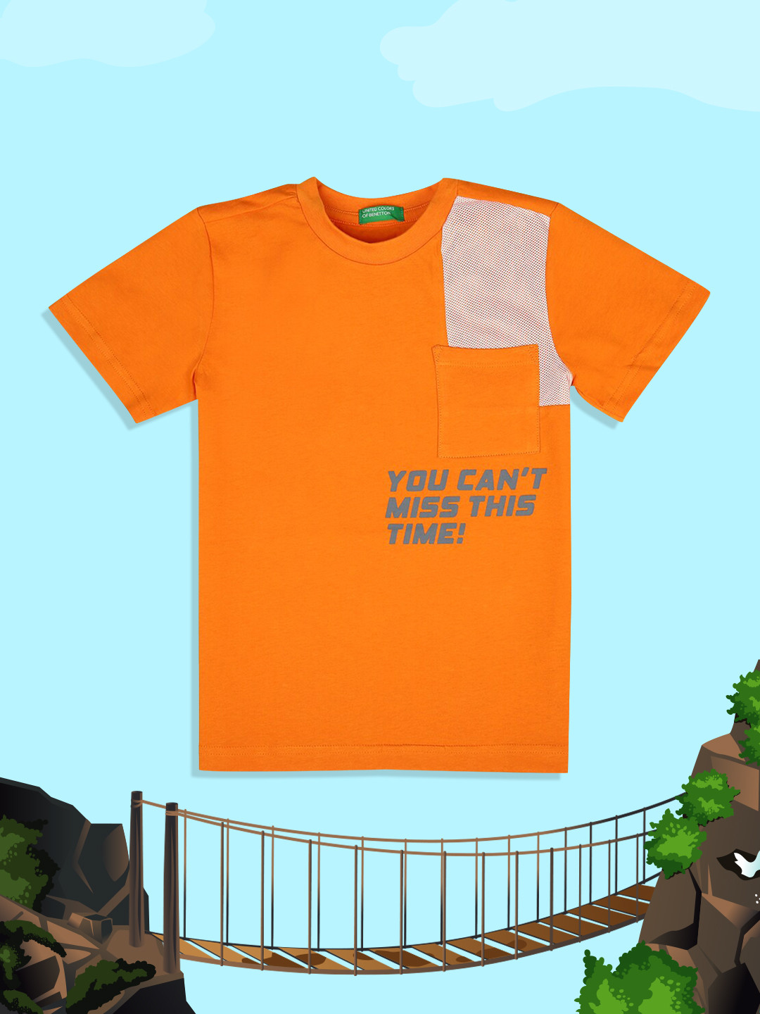 

United Colors of Benetton Boys Orange & poinciana T-shirt