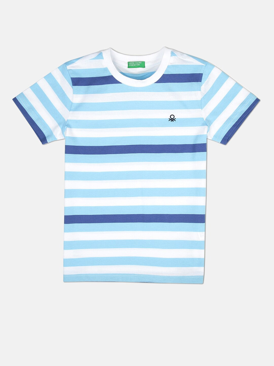 

United Colors of Benetton Boys Red & ghost white Striped V-Neck T-shirt