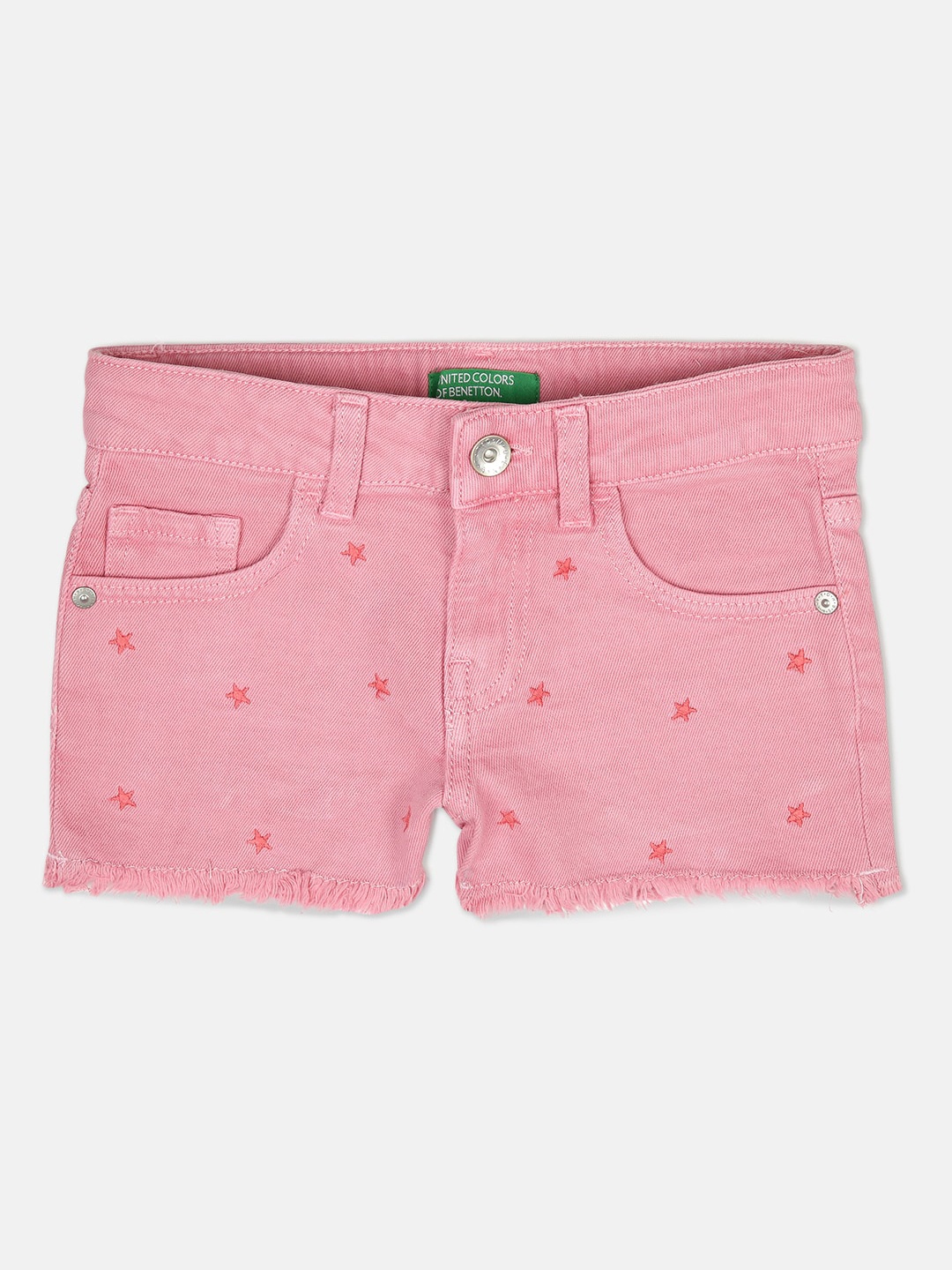 

United Colors of Benetton Girls Pink Printed Denim Shorts