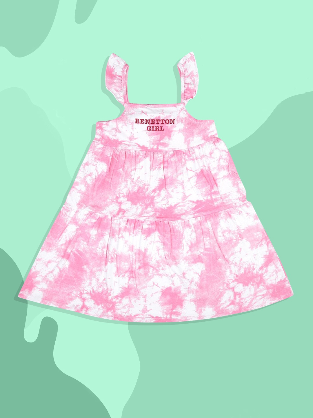 

United Colors of Benetton Pink & magnolia Floral A-Line Dress
