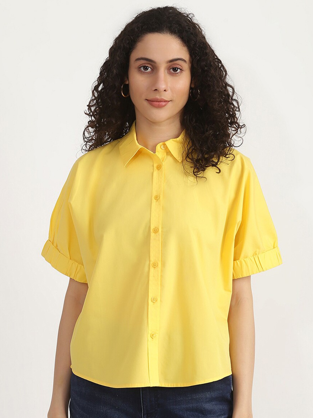 

United Colors of Benetton Yellow Extended Sleeves Shirt Style Top