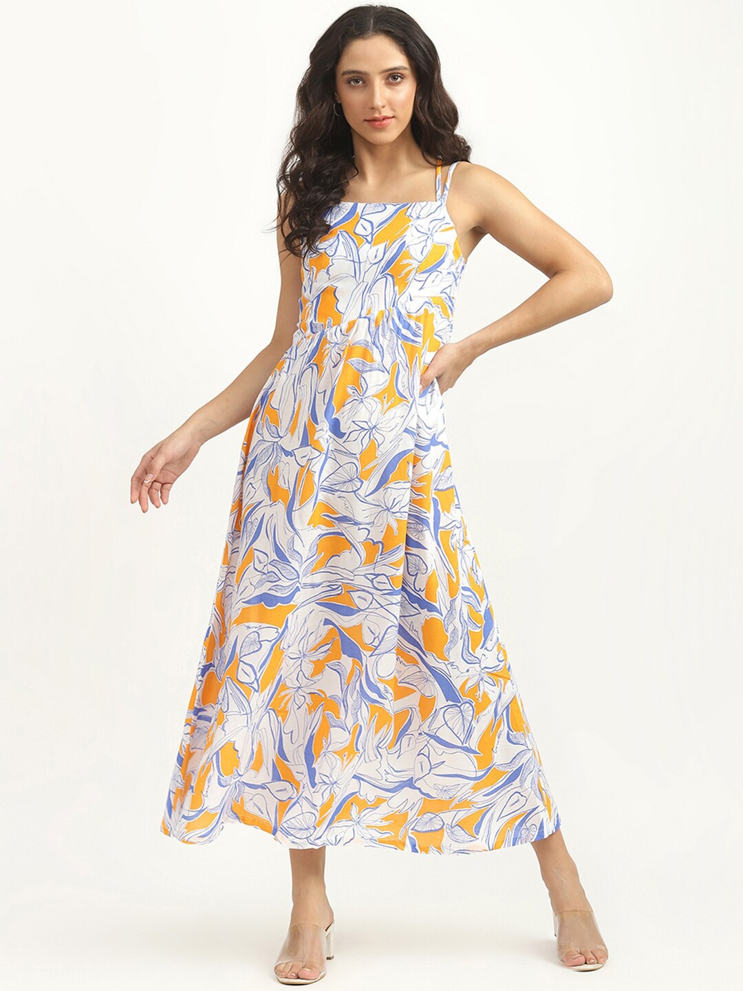 

United Colors of Benetton White & Yellow Floral Maxi Dress