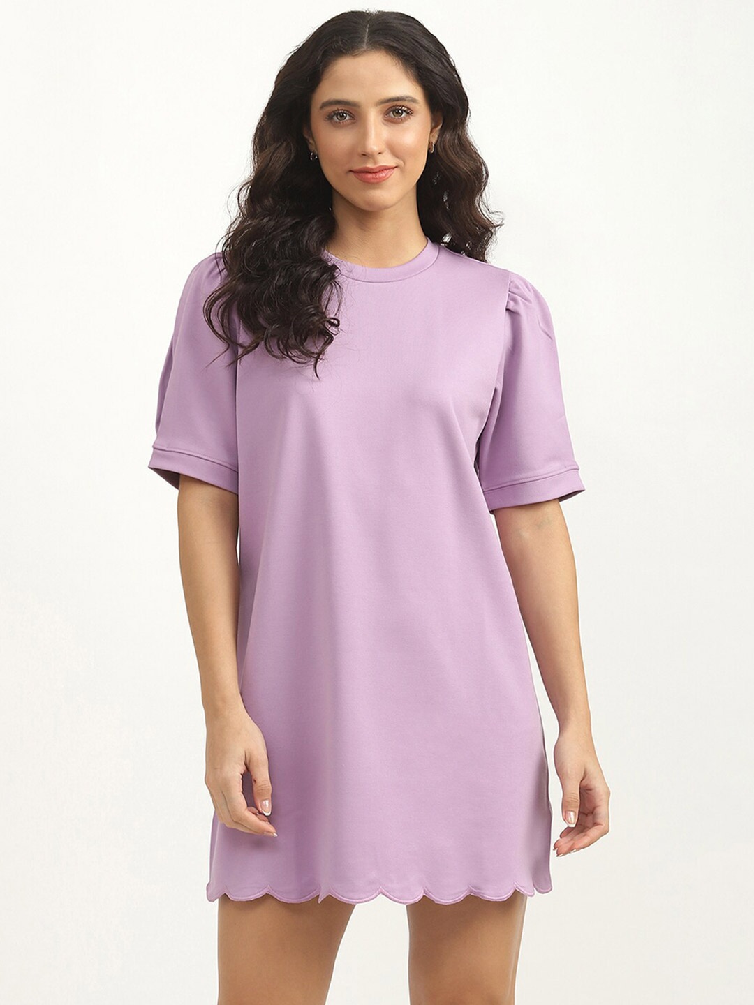 

United Colors of Benetton Purple Solid A-Line Dress